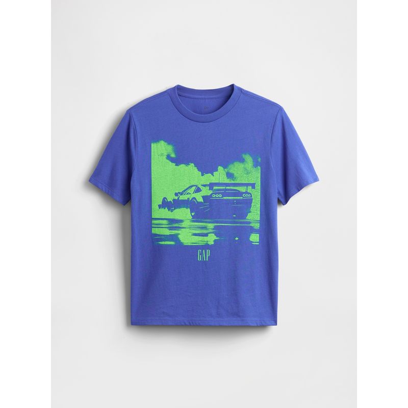 GAP - Polera Niño Car Race Manga Corta Azul Gap
