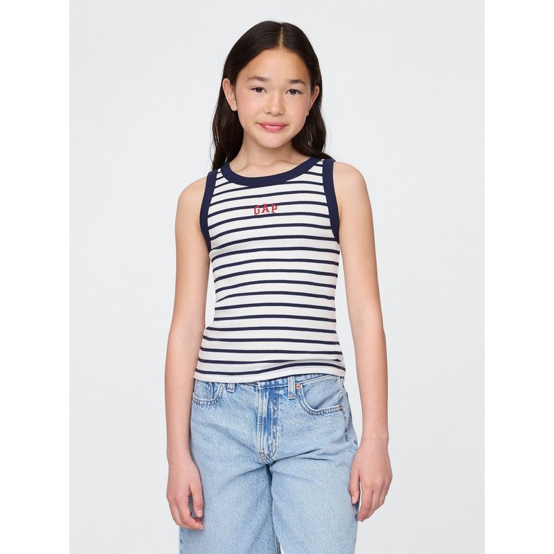 GAP - Polera Niña Logo Tank Striped Sin Manga Azul Gap