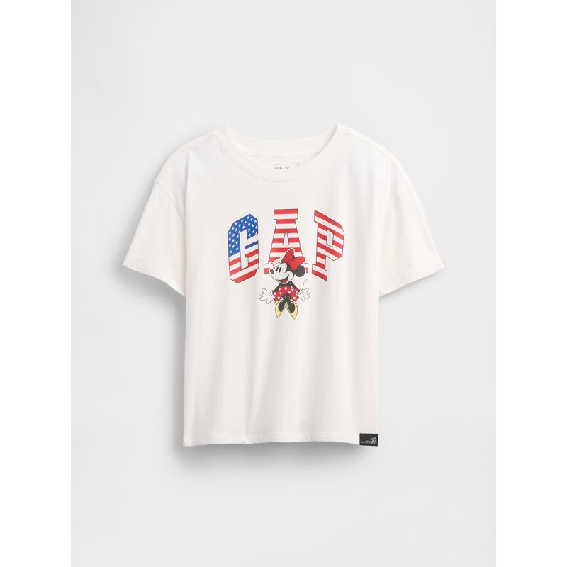 GAP - Polera Niña Minnie Oversized Manga Corta Blanco Gap