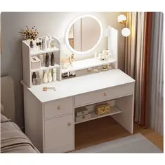 ANGELES DEL HOGAR - CÓMODA TOCADOR MODERNO BLANCO CON 3 AJUSTES DE BRILLO