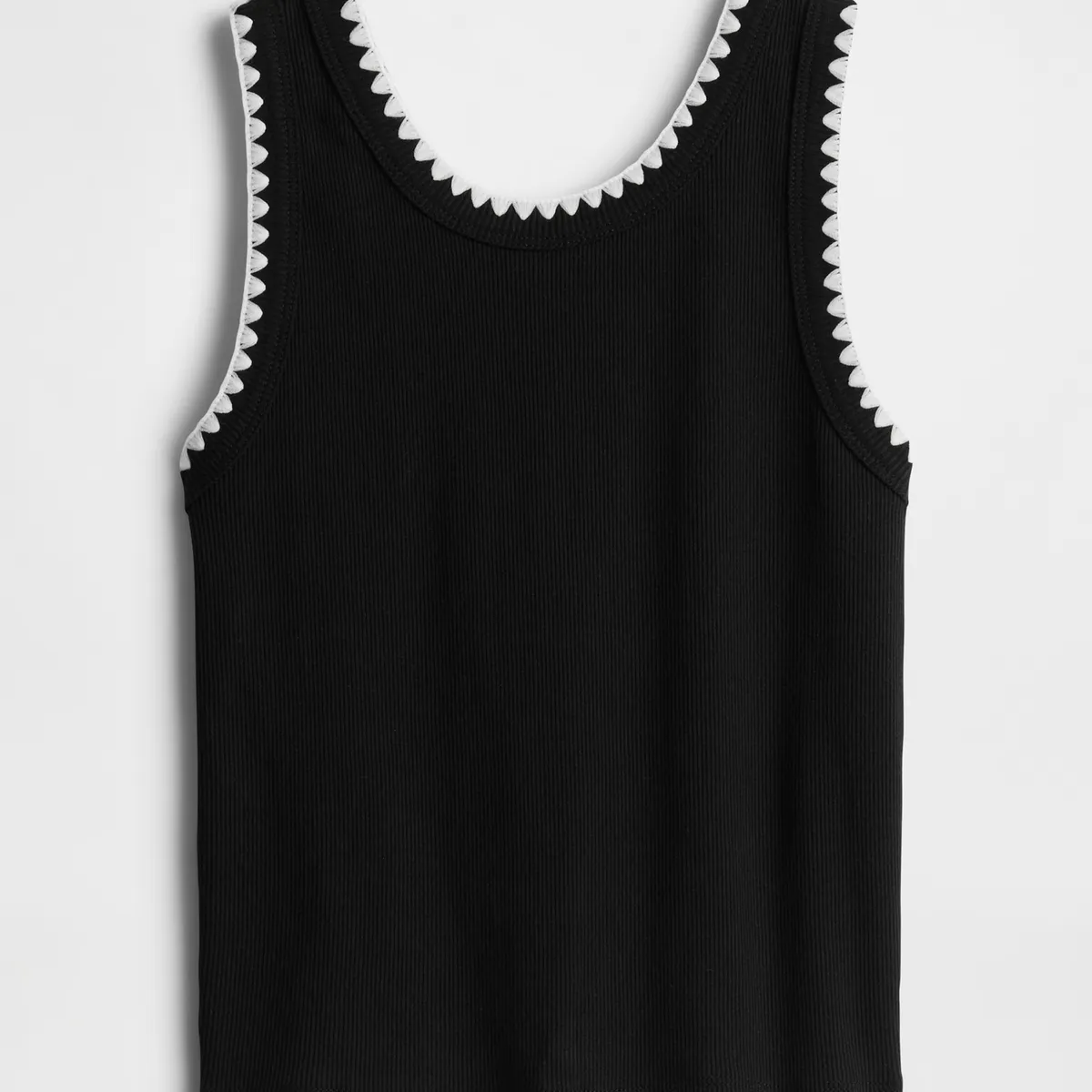 GAP - Polera Niña Gap Ribbed Sin Manga Negro