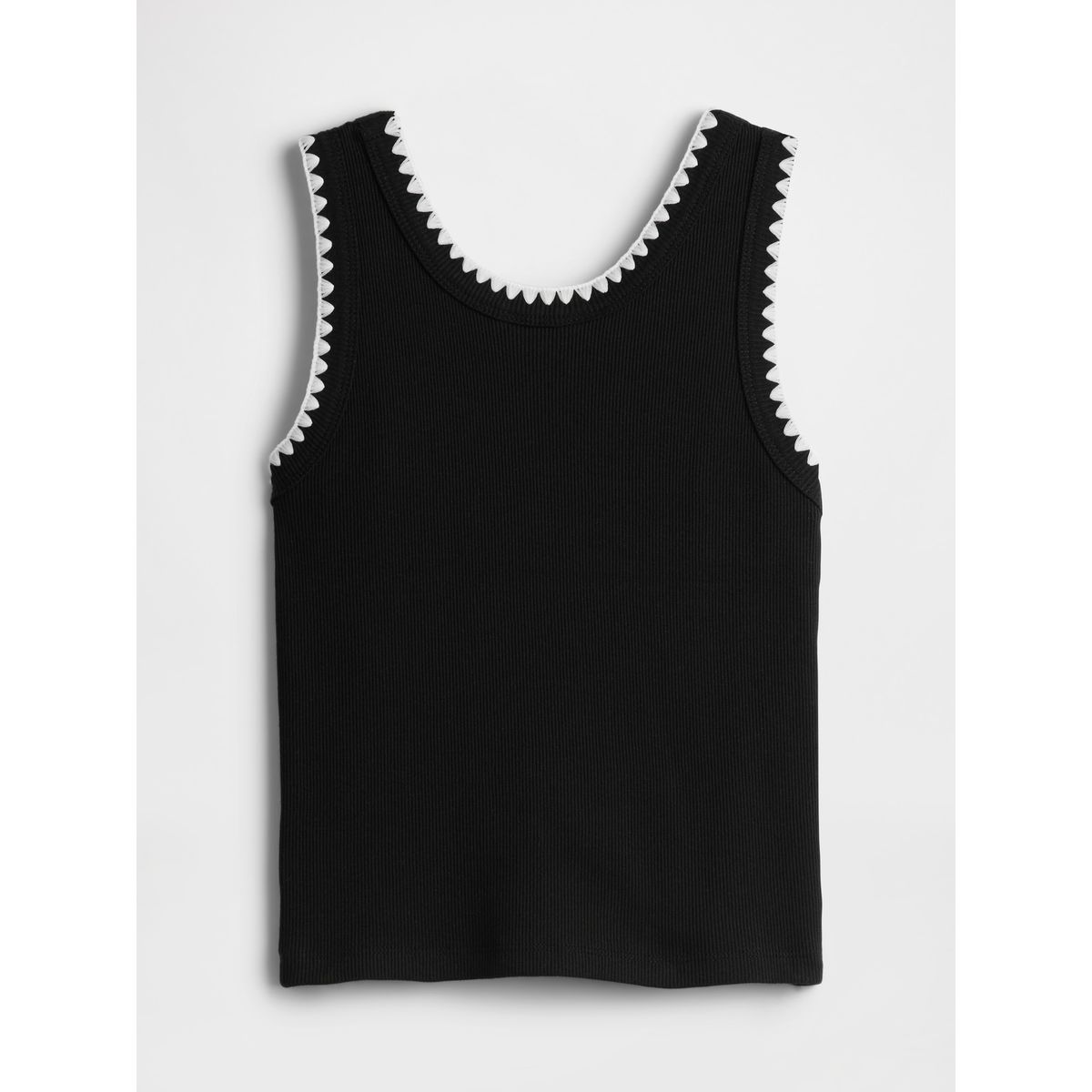 GAP - Polera Niña Gap Ribbed Sin Manga Negro