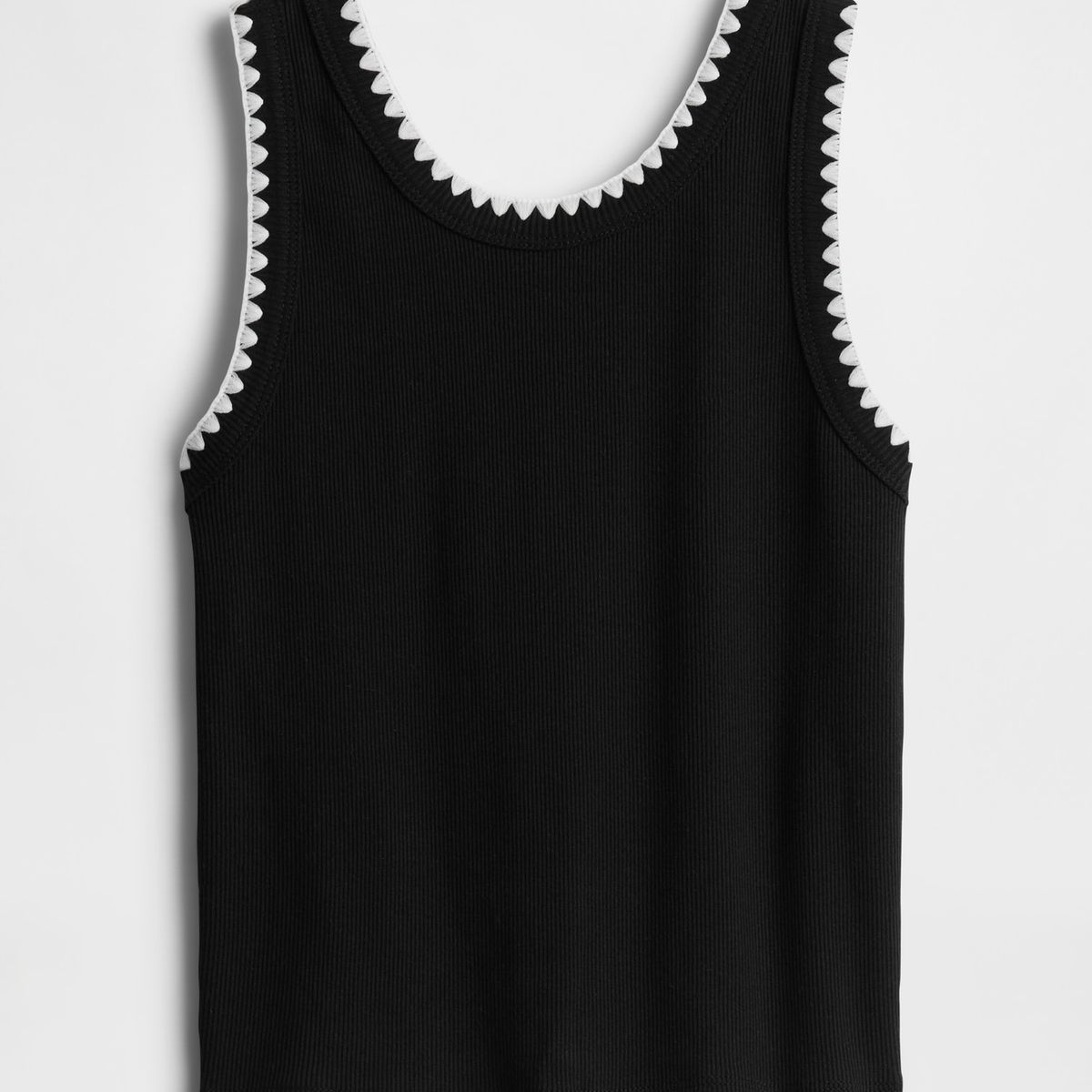 GAP - Polera Niña Gap Ribbed Sin Manga Negro