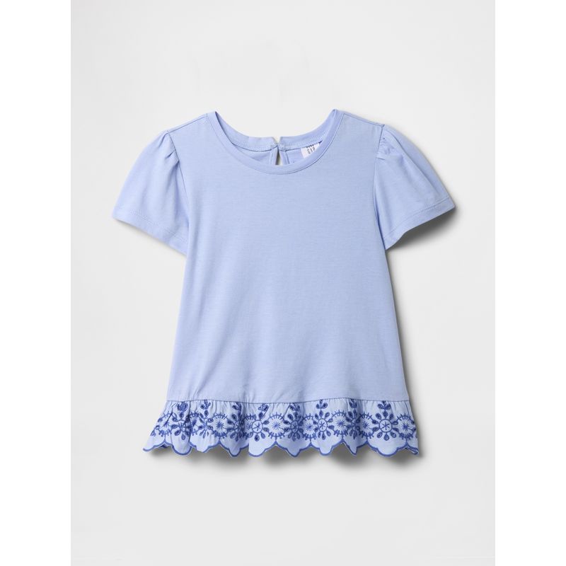 GAP - Polera Toddler Niña Eyelet Peplum Manga Corta Azul Gap