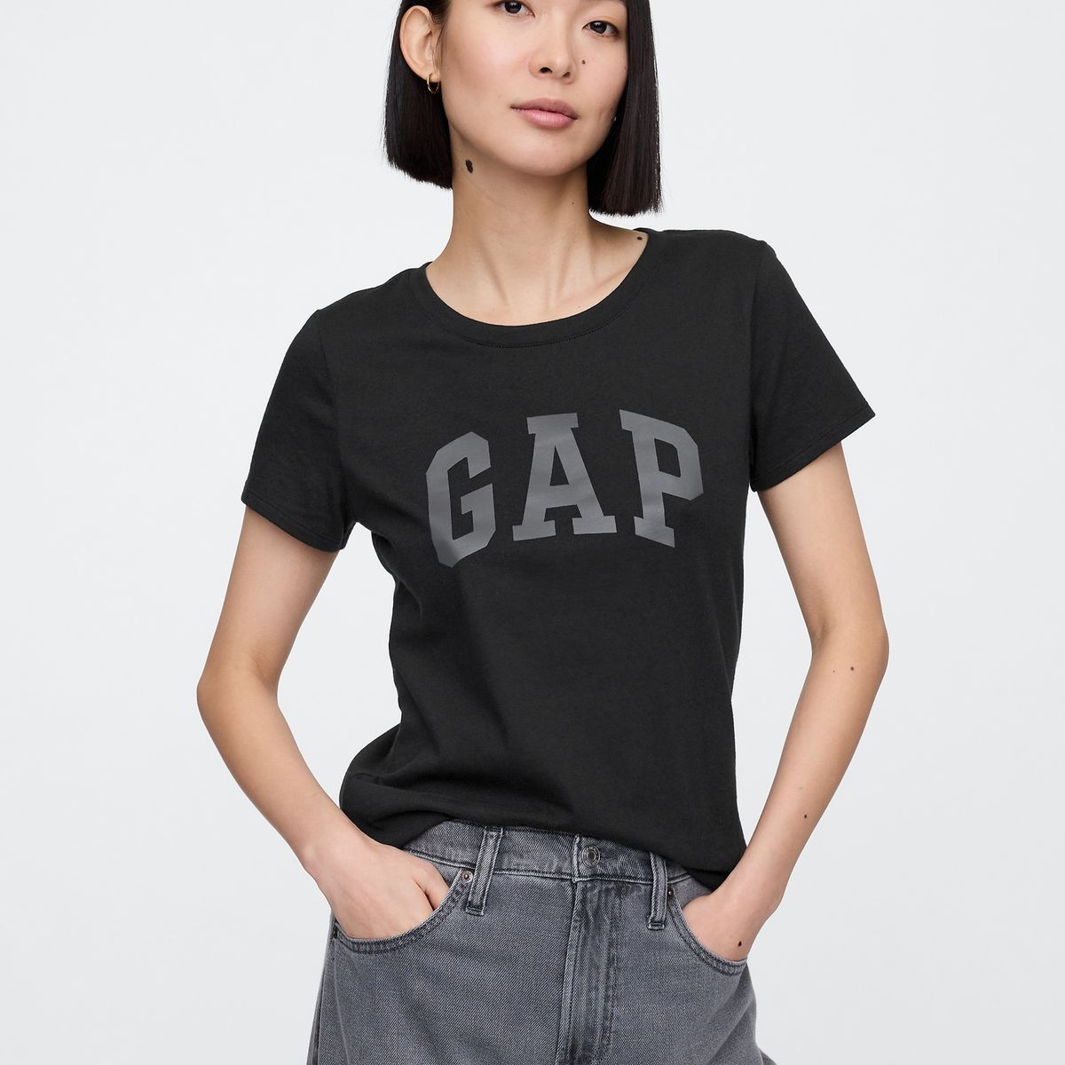 GAP - Pack 2 Poleras Mujer Logo Manga Corta Negro Gap