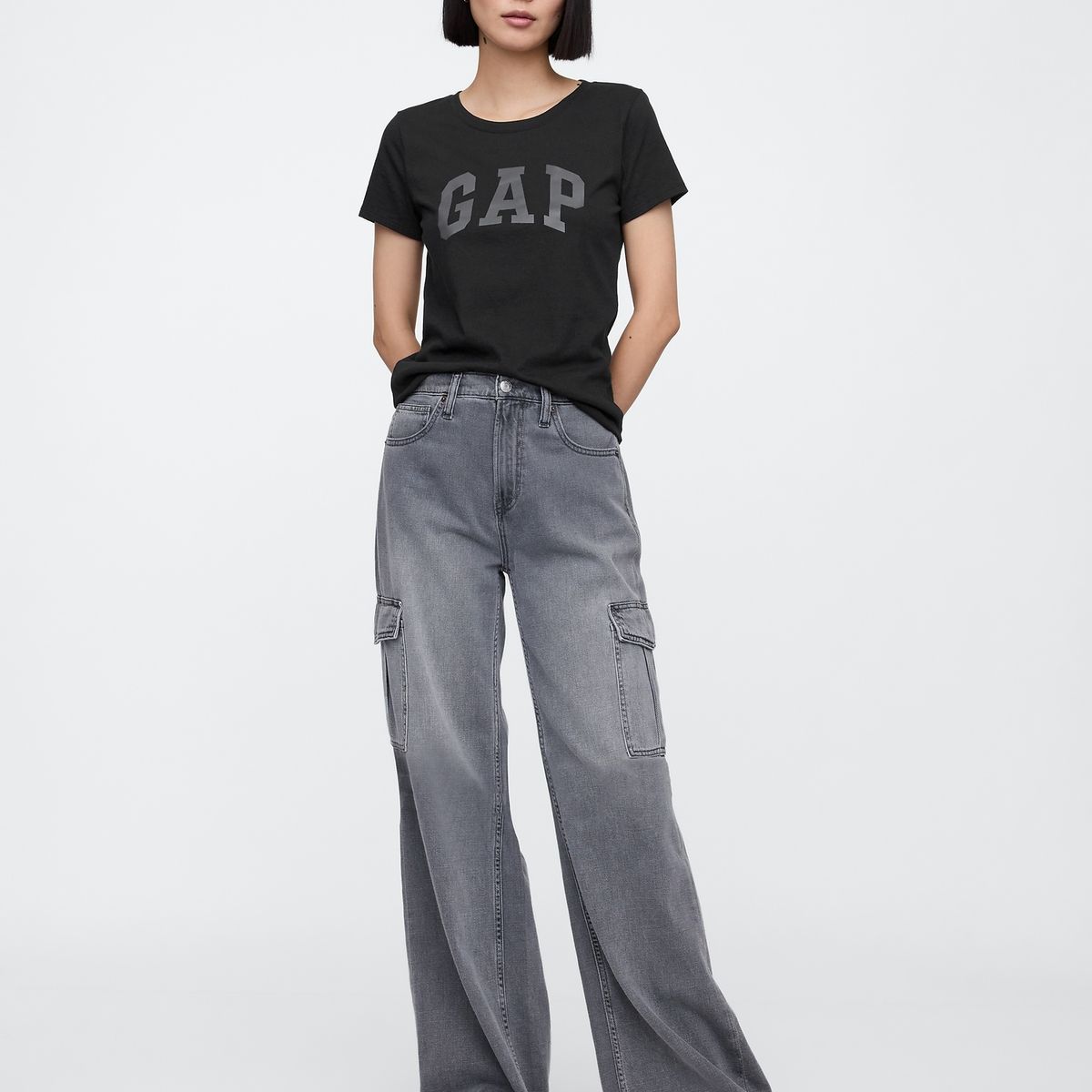 GAP - Pack 2 Poleras Mujer Logo Manga Corta Negro Gap
