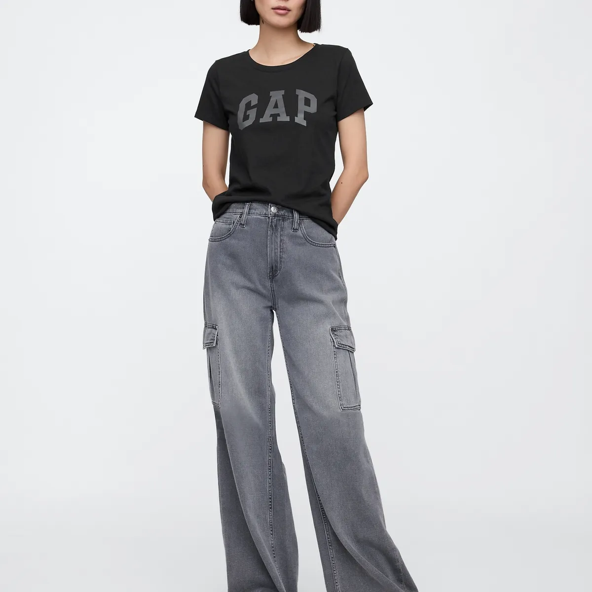 GAP - Pack 2 Poleras Mujer Gap Logo Manga Corta Negro