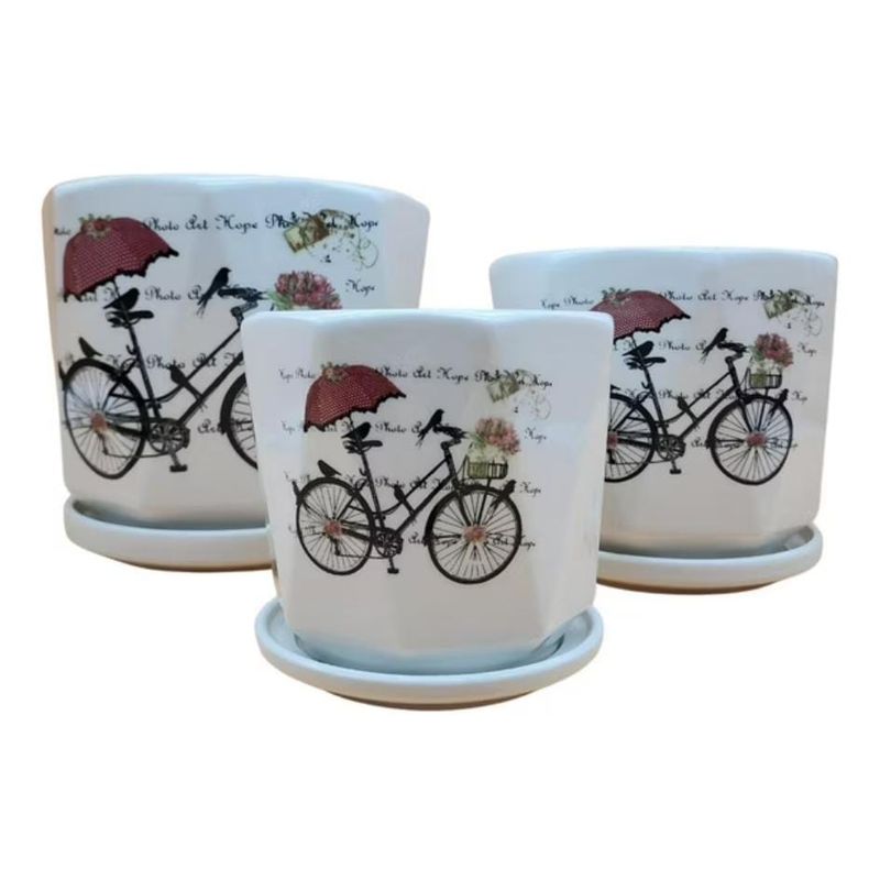 HOMEY - Pack De 3 Maceteros Con Plato,  Modelos Marca Homey
