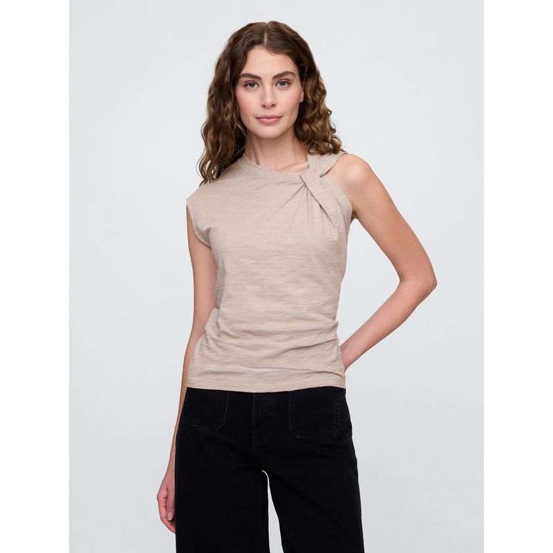 GAP - Polera Mujer Foreversoft Twist Sin Manga Gris Gap