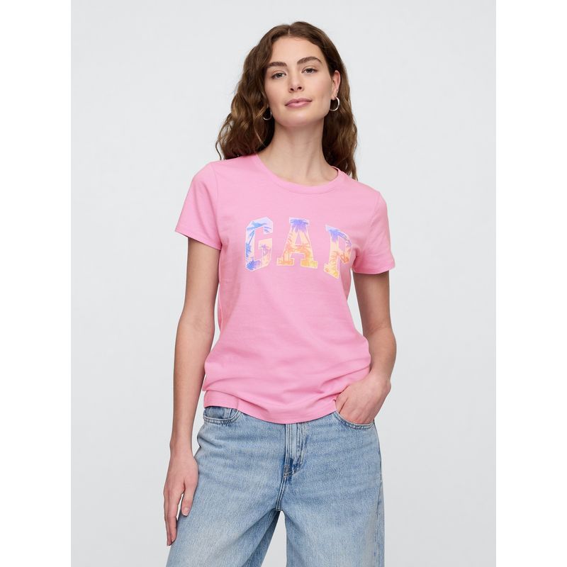 GAP - Polera Mujer Classic V25 Logo Manga Corta Rosado Gap
