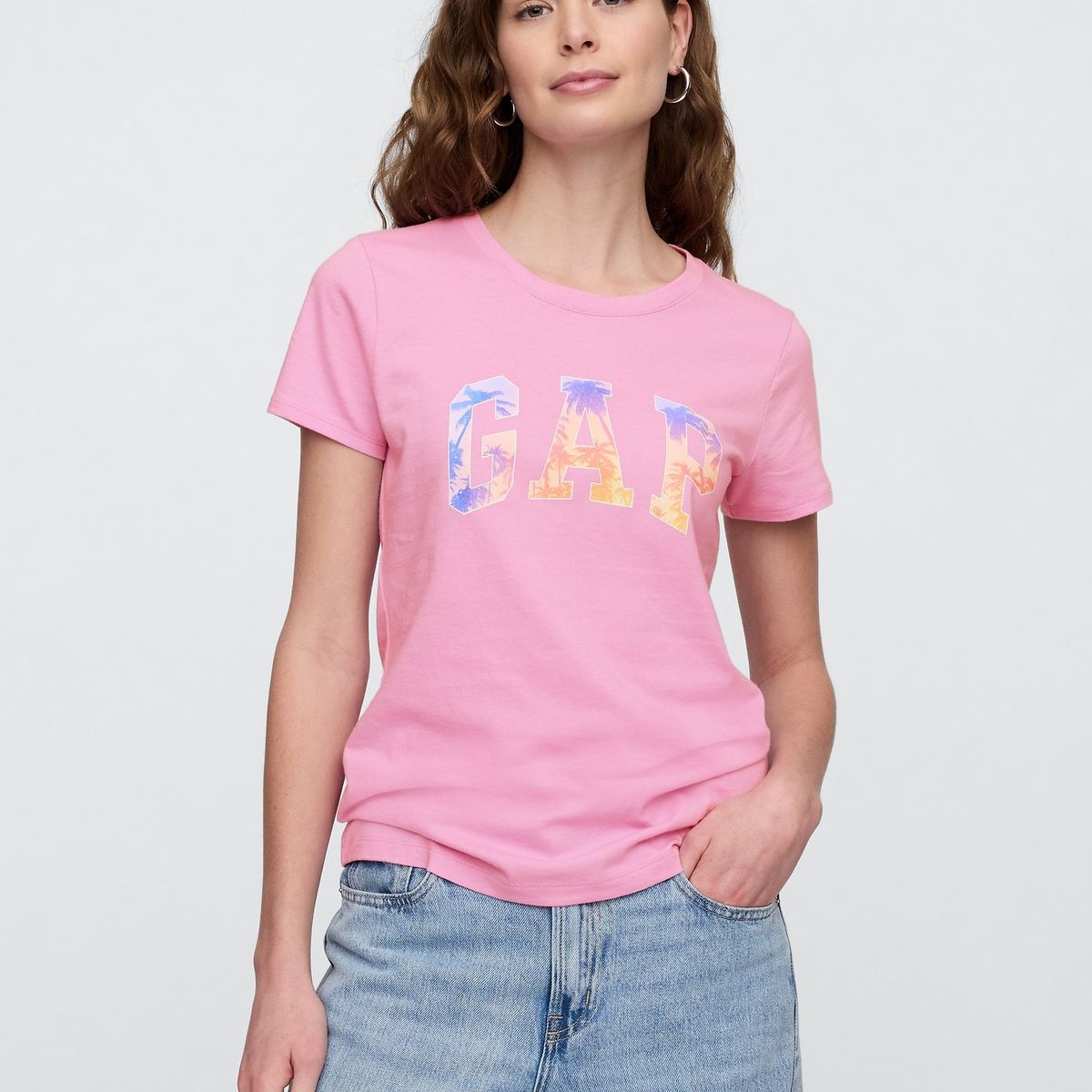 GAP - Polera Mujer Classic V25 Logo Manga Corta Rosado Gap