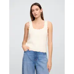 GAP - Polera Mujer Sweater Sin Manga Beige