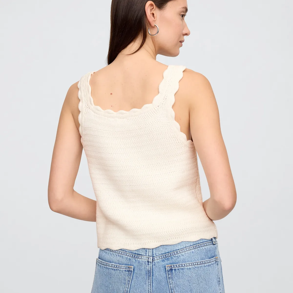 GAP - Polera Mujer Sweater Sin Manga Beige Gap