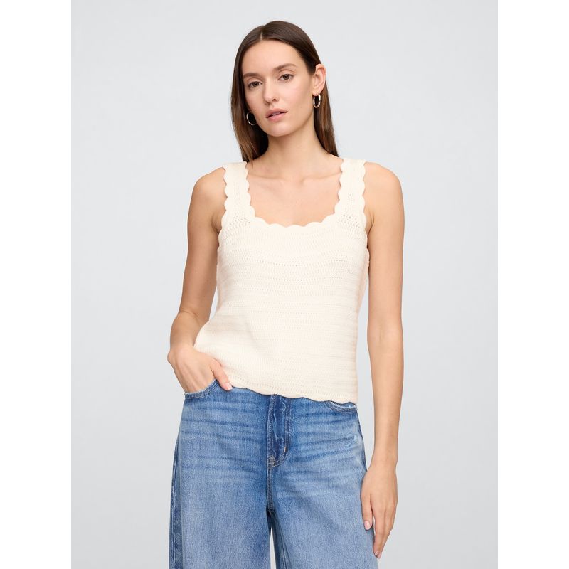GAP - Polera Mujer Sweater Sin Manga Beige Gap