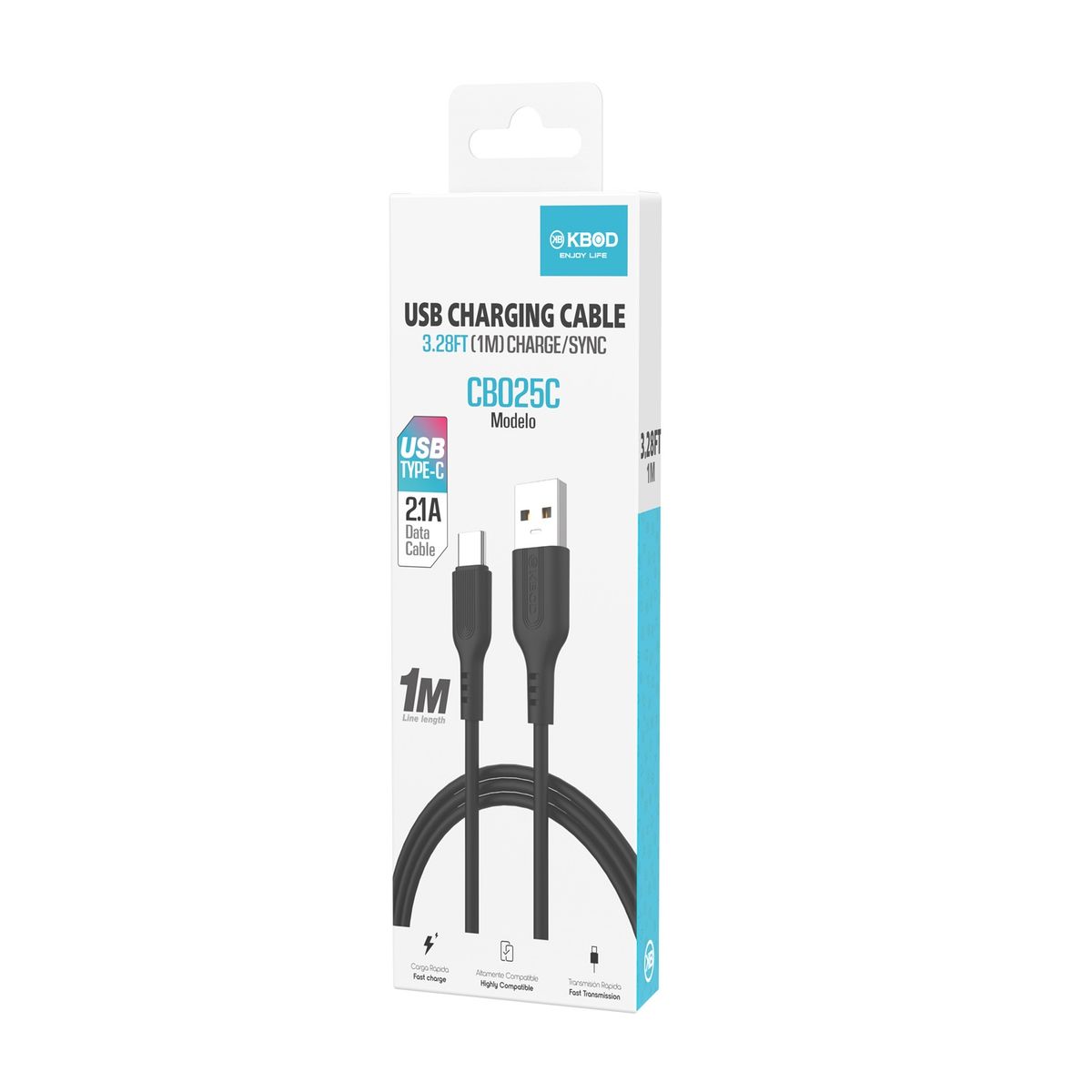 KBOD - Cable De Carga Y Datos Kbod Cbo25 Tipo C Negro