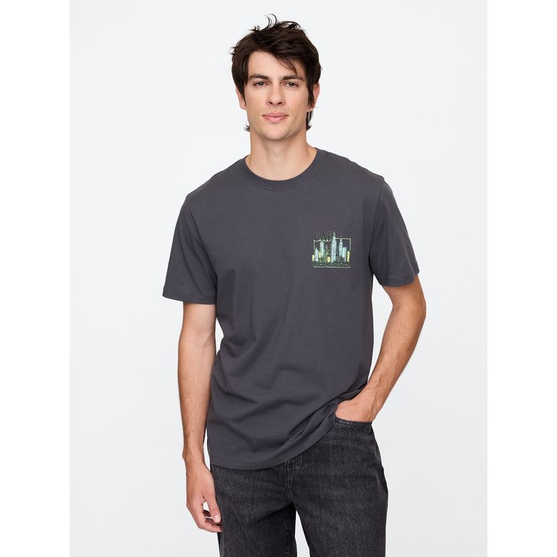 GAP - Polera Hombre New York Manga Corta Negro Gap