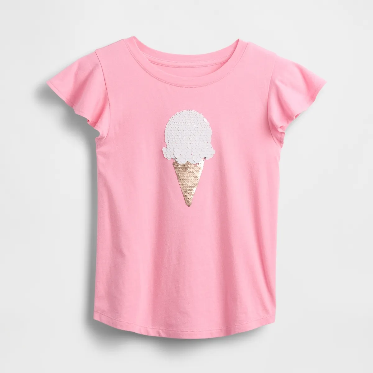 GAP - Polera Niña Gap Flippy-Sequin Manga Corta Rosado