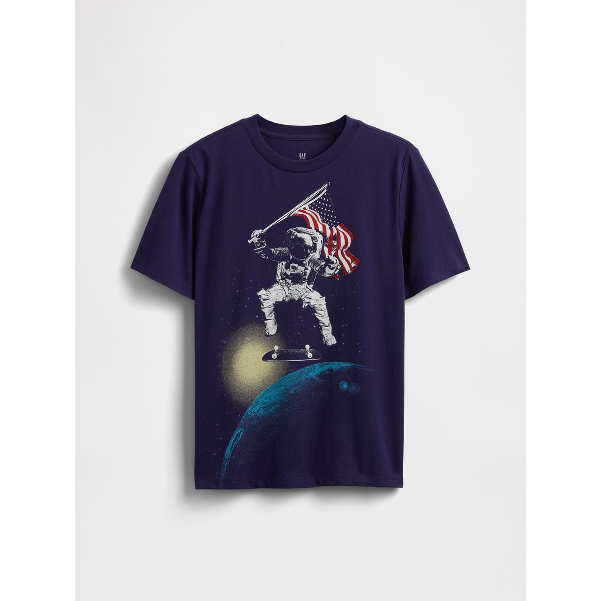 GAP - Polera Niño Moon Man Manga Corta Azul Marino Gap