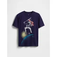 GAP - Polera Niño Moon Man Manga Corta Azul Marino