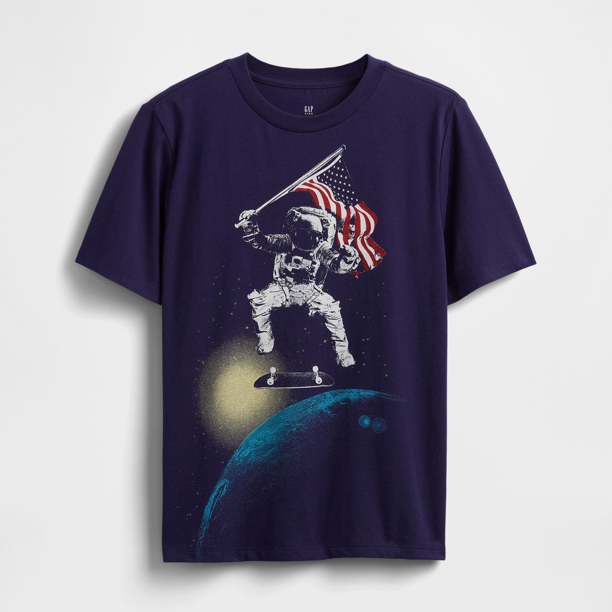 GAP - Polera Niño Moon Man Manga Corta Azul Marino Gap