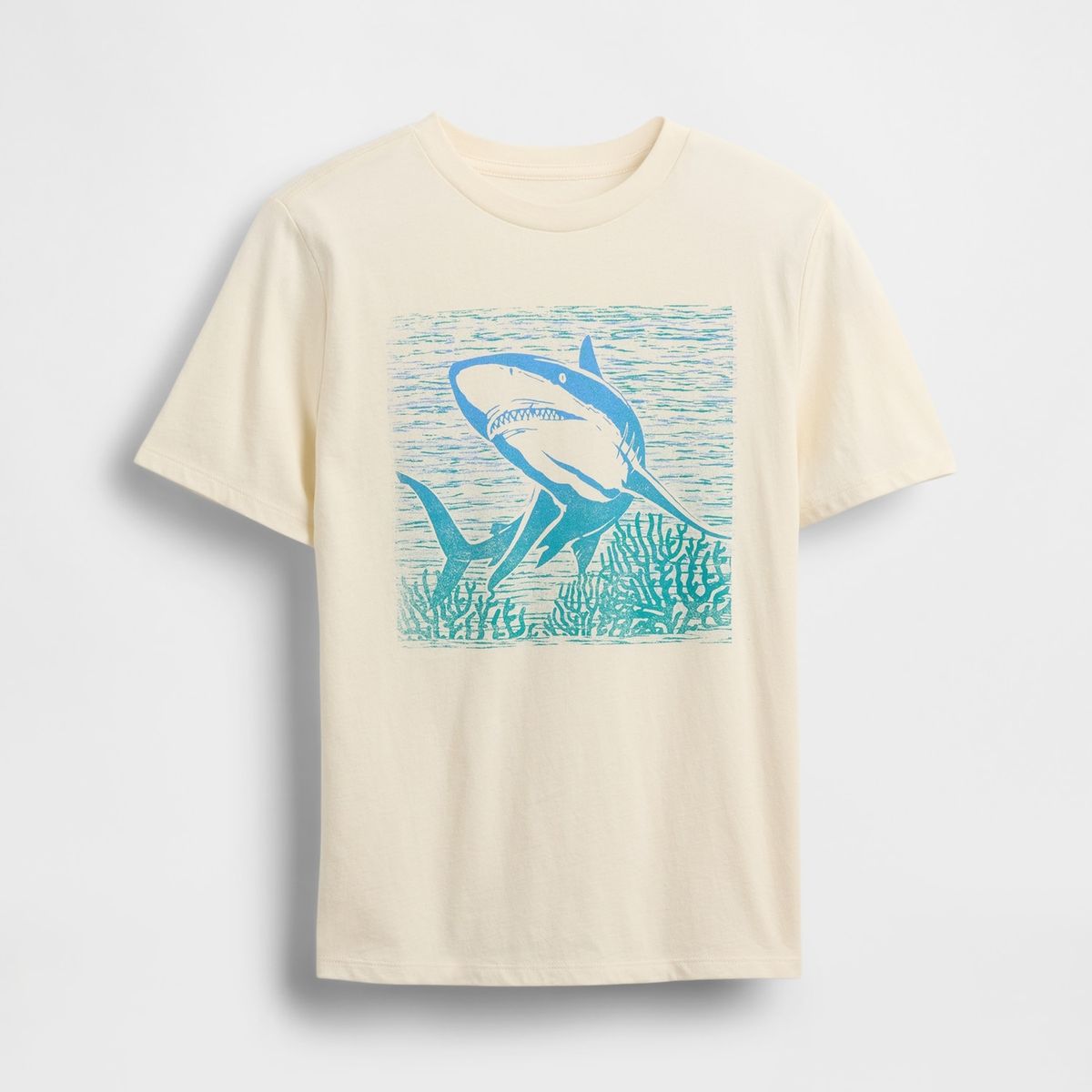 GAP - Polera Niño Shark Manga Corta Beige Gap