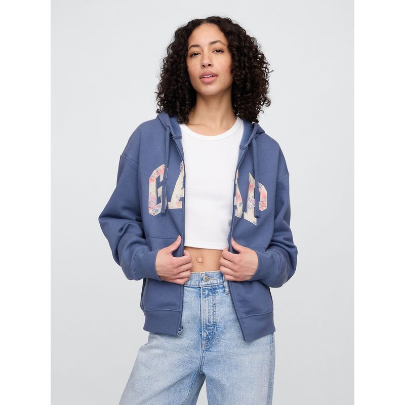 GAP - Polerón Mujer Logo Floral Con Cierre Azul Gap