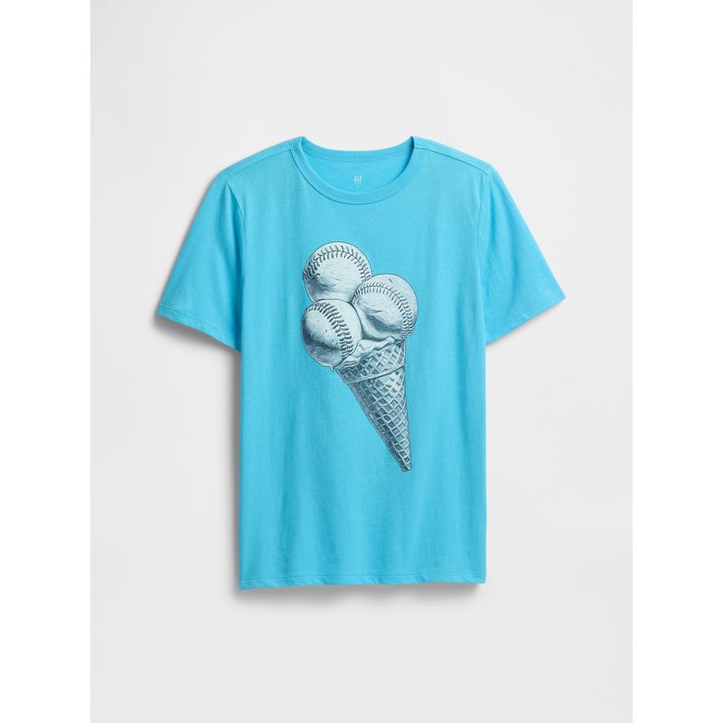 GAP - Polera Niño Baseball Manga Corta Azul Gap