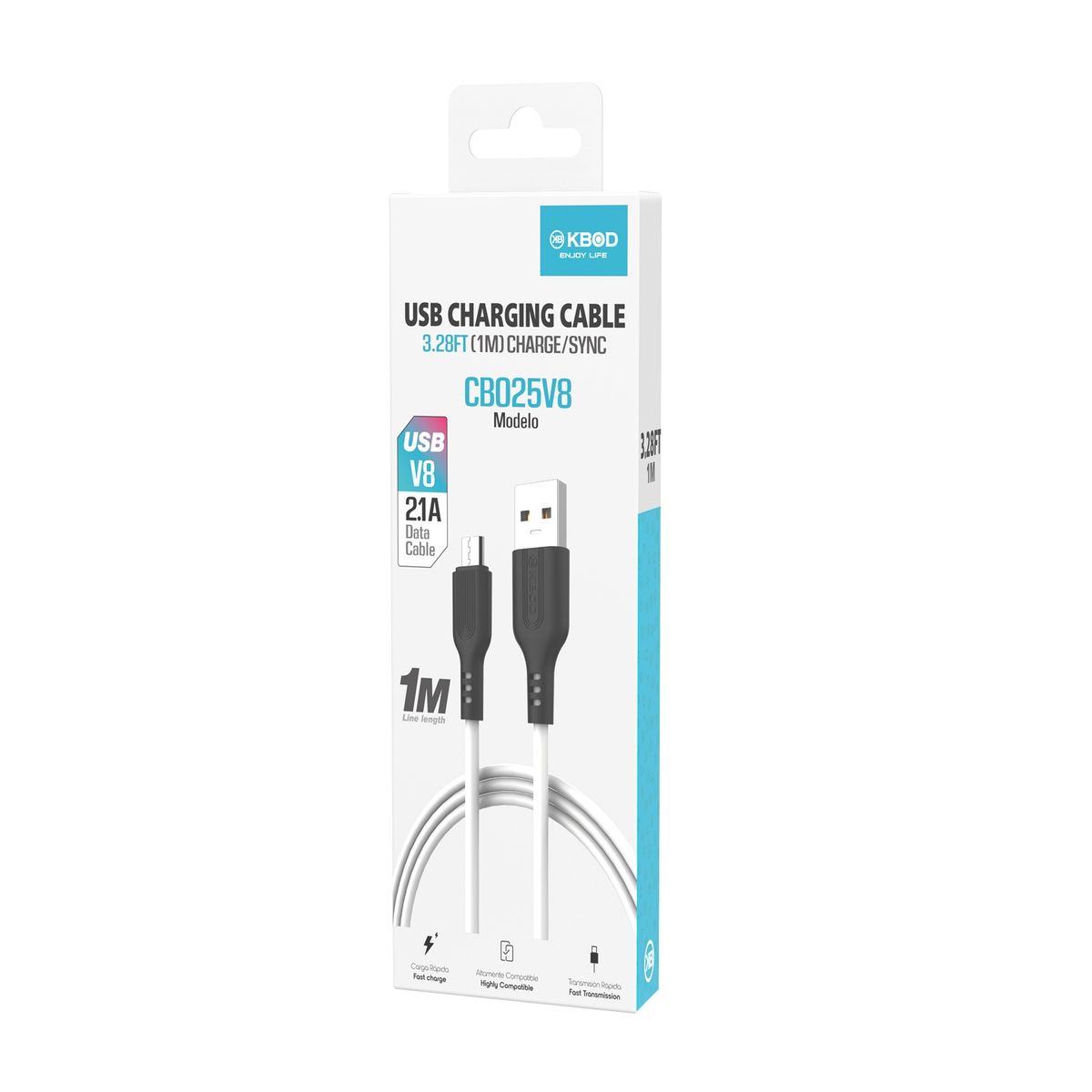 KBOD - Cable De Carga Y Datos Kbod Cbo25 Micro Usb V8 Blanco