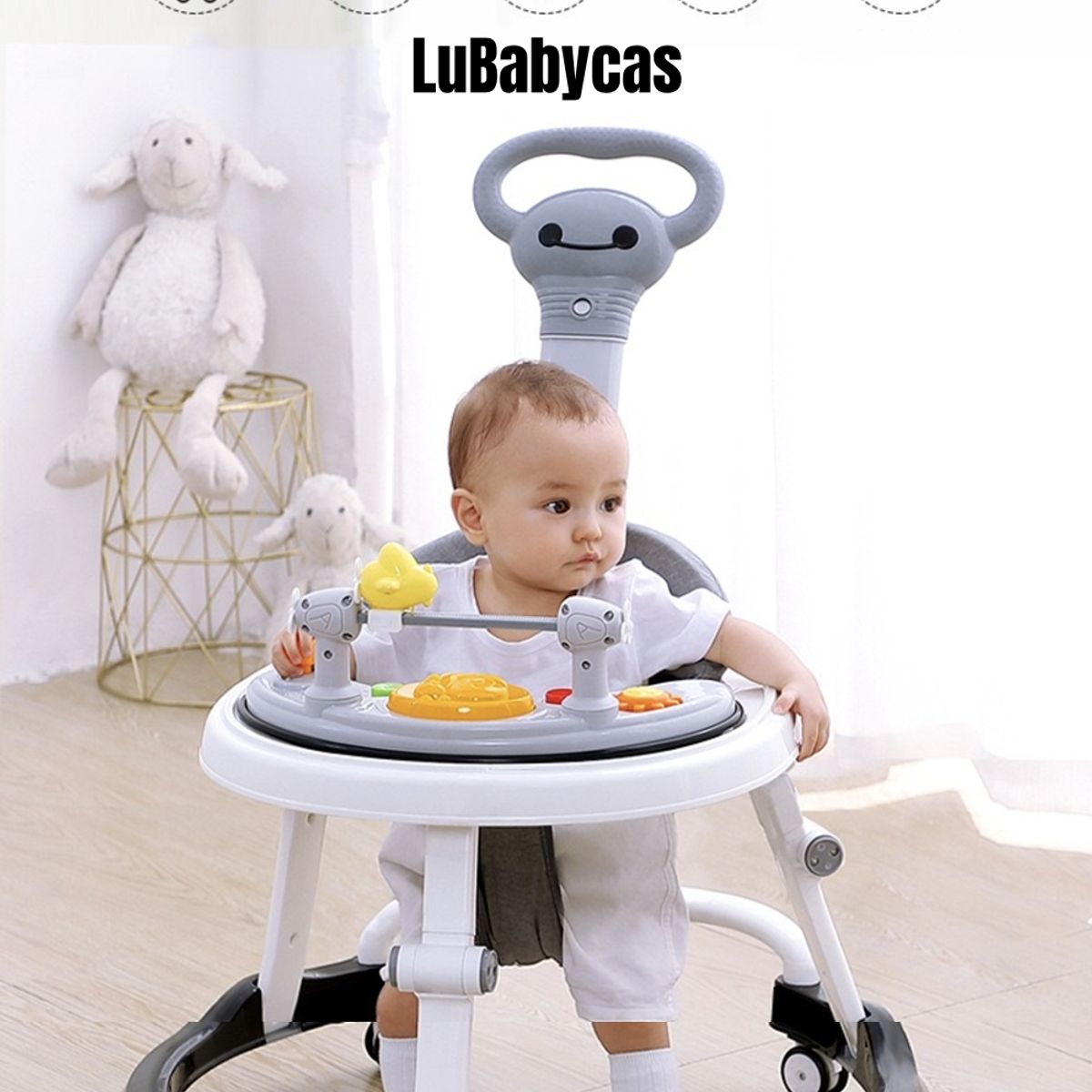 LUBABYCAS - Andador bebé Caminador 4 En 1 Aita Con Manilla Gris Lubabycas