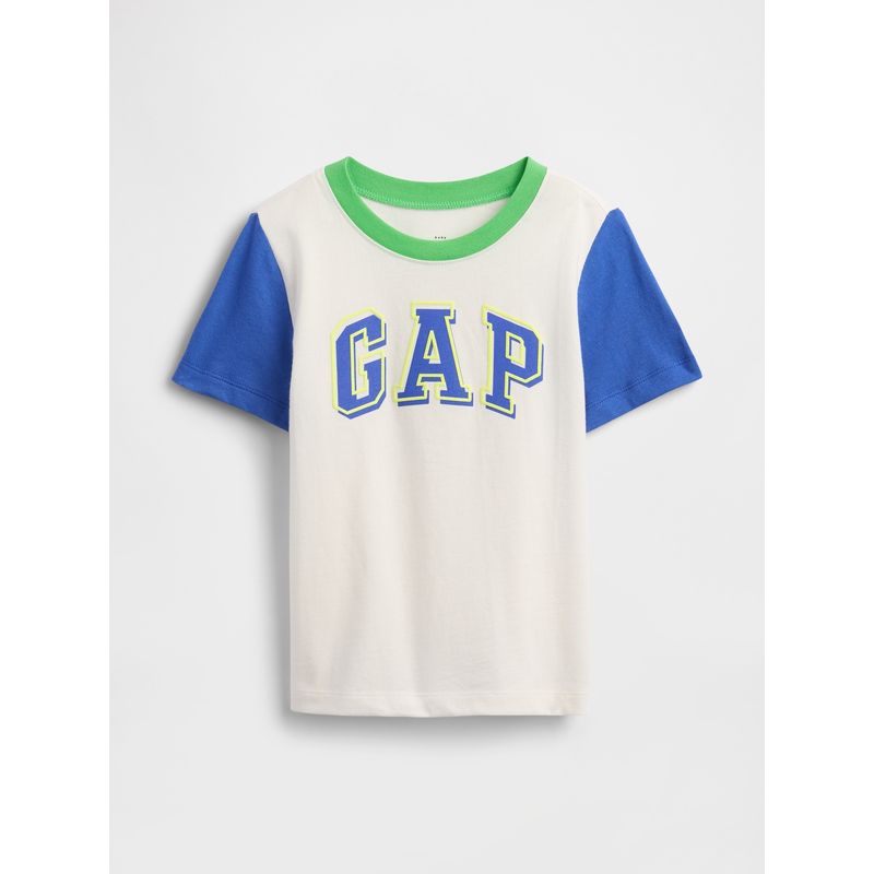 GAP - Polera Toddler Niño Logo Collar Manga Corta Blanco Gap
