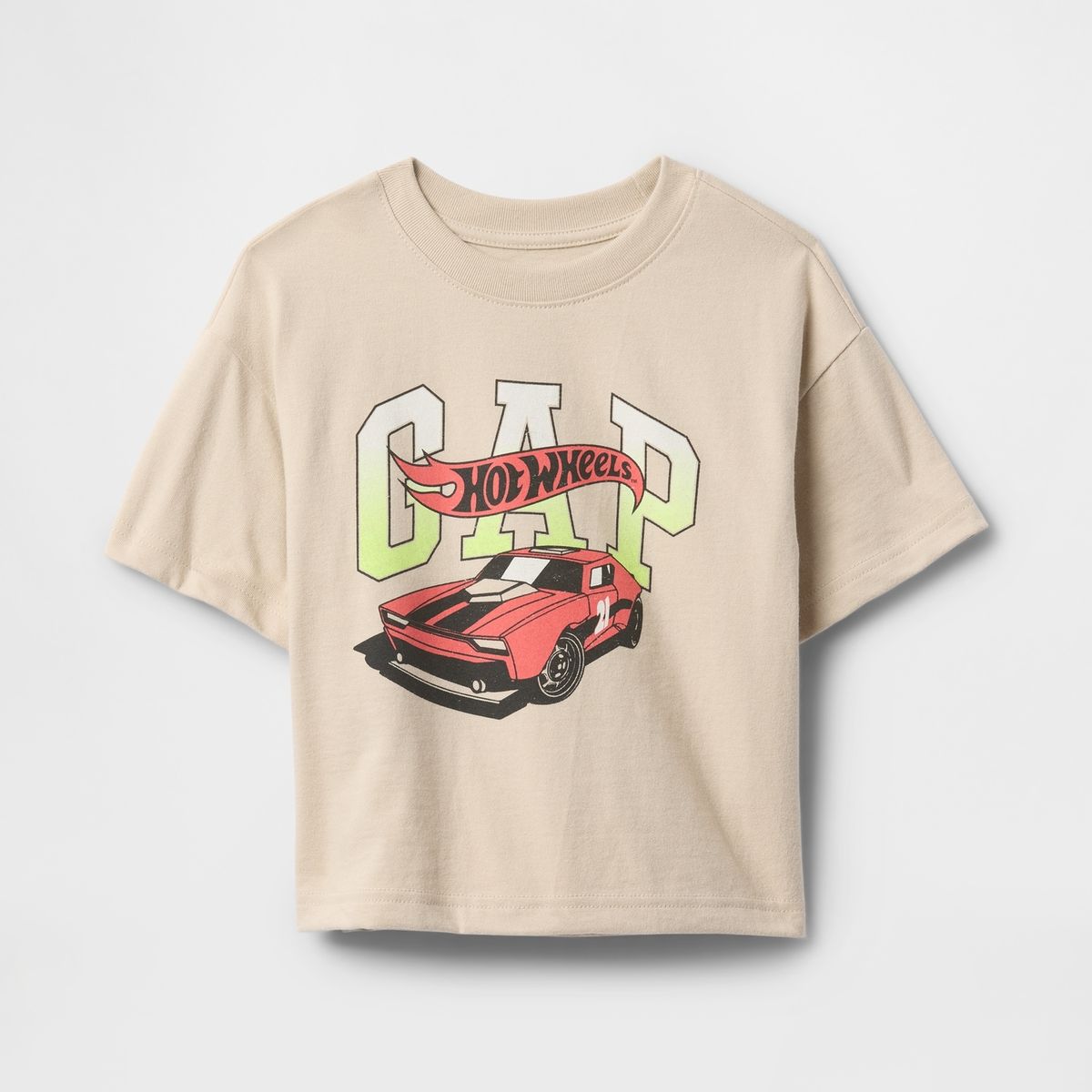 GAP - Polera Toddler Niño Hot Wheels Oversized Manga Corta Beige Gap