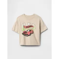 GAP - Polera Toddler Niño Hot Wheels Oversized Manga Corta Beige