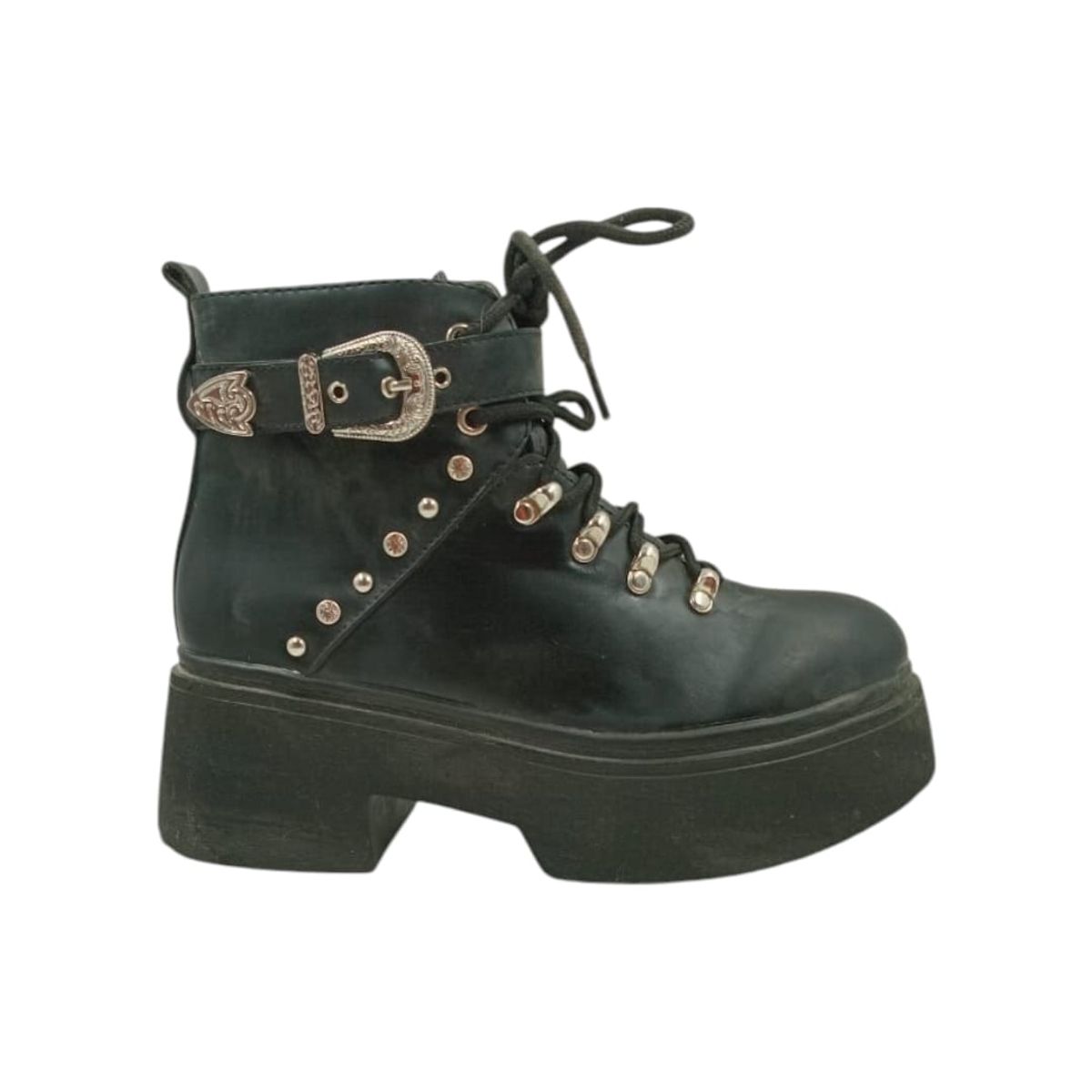 HERIEL - Botín Negro Plataforma Tachas Mujer