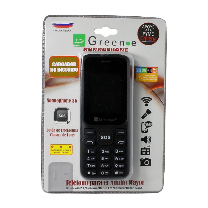 GREEN E - Celular Green E Teléfono Móvil Senior 3g Nonnophone 3.0 + chip entel