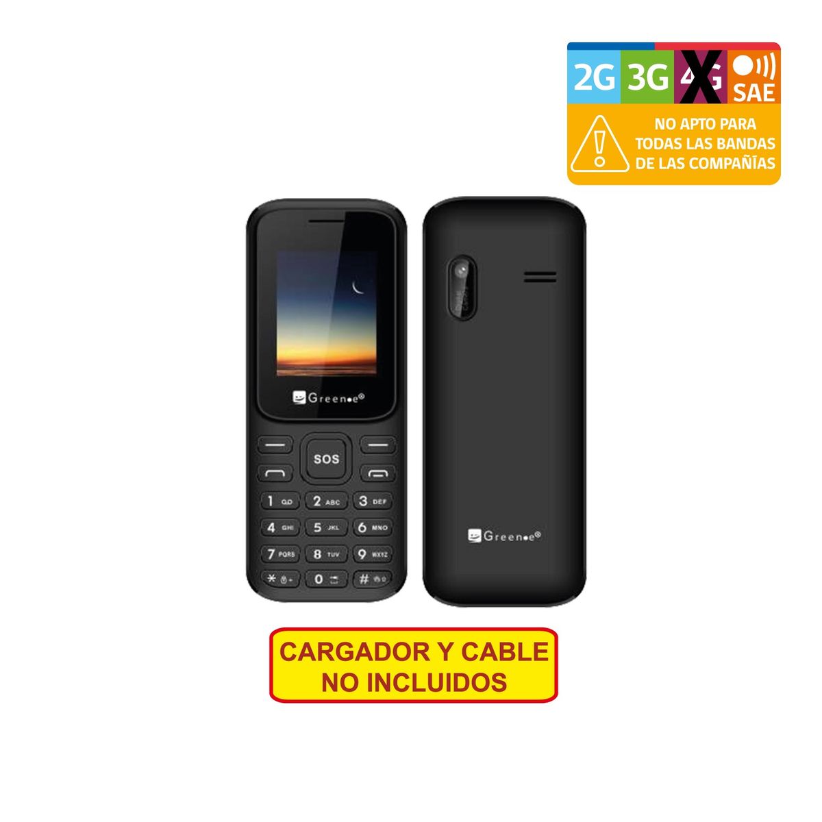 GREEN E - Celular Green E Teléfono Móvil Senior 3g Nonnophone 3.0 + chip entel