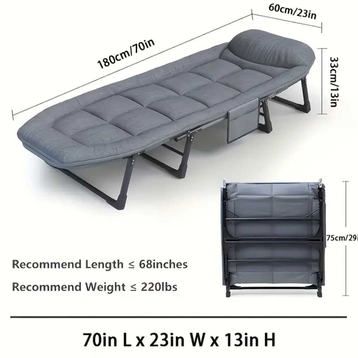 SHOP EHOME BAG - Cama Portátil Funcional – 6 Ajustes de Altura, Plegable y Reforzada