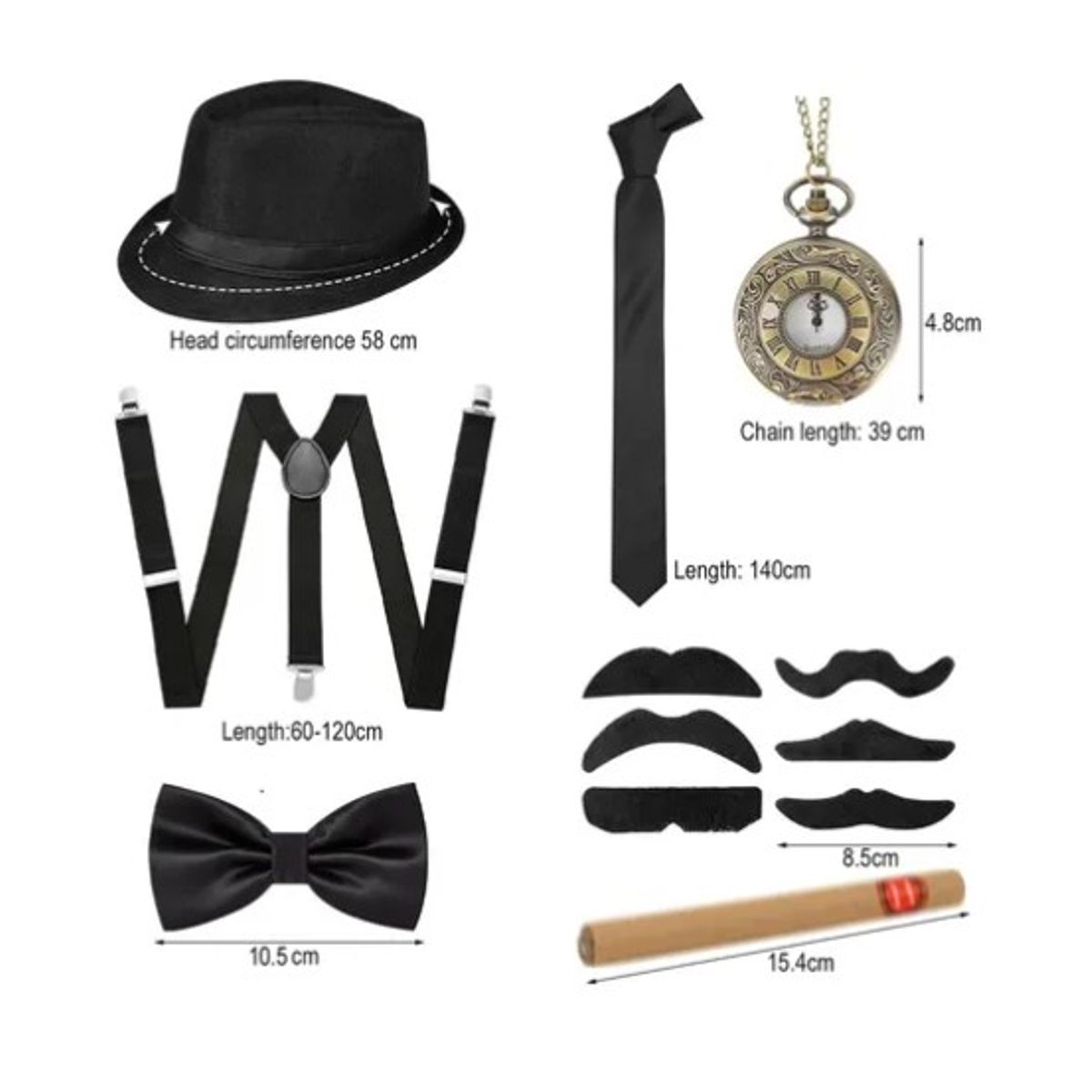OFERTABKN - Set De Disfraz Fiesta De Gatsby 12 Piezas Para Hombre De Los Años 20