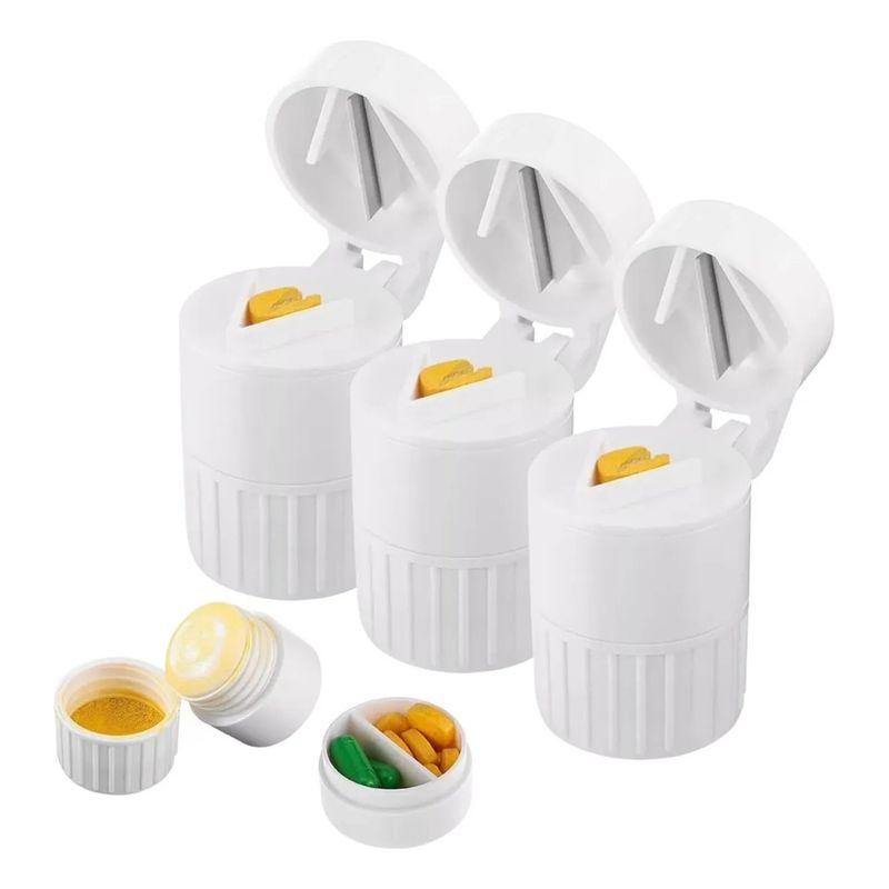 GENERICO - Pack X3 Pastillero 4en1 Organizador Triturador Cortador