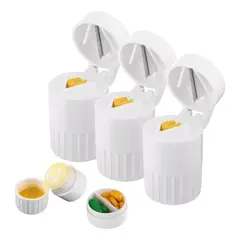 GENERICO - Pack X3 Pastillero 4en1 Organizador Triturador Cortador