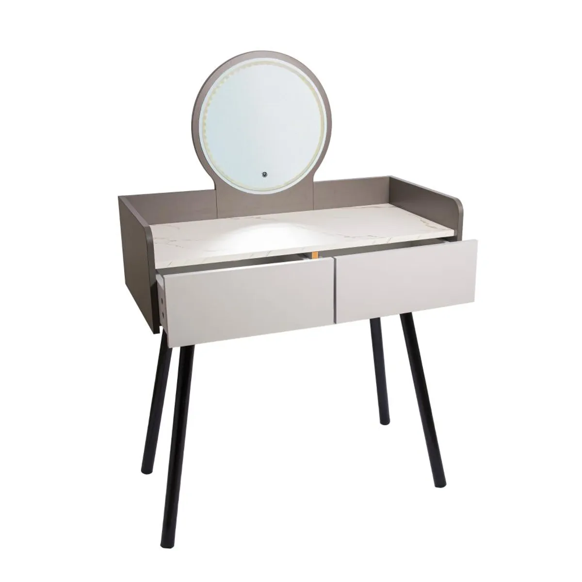 ITAHOME - TOCADOR MAQUILLAJE MADERA + ESPEJO LUZ LED ELOISA