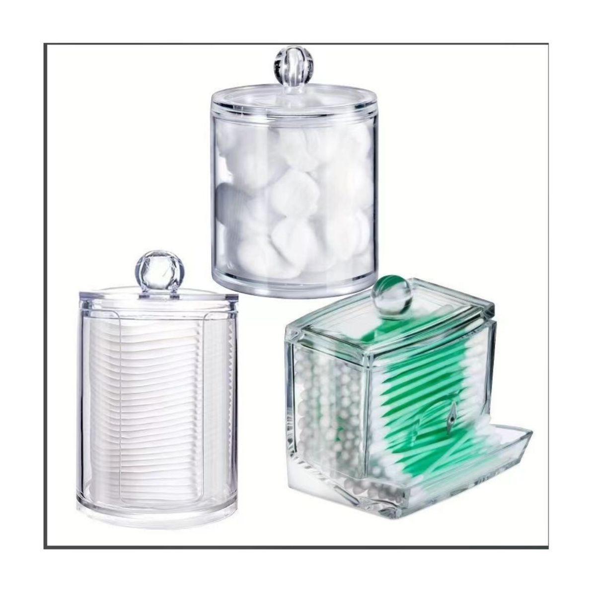 GENERICO - Organizador Porta Discos De Algodon Y Cotonitos Acrilico