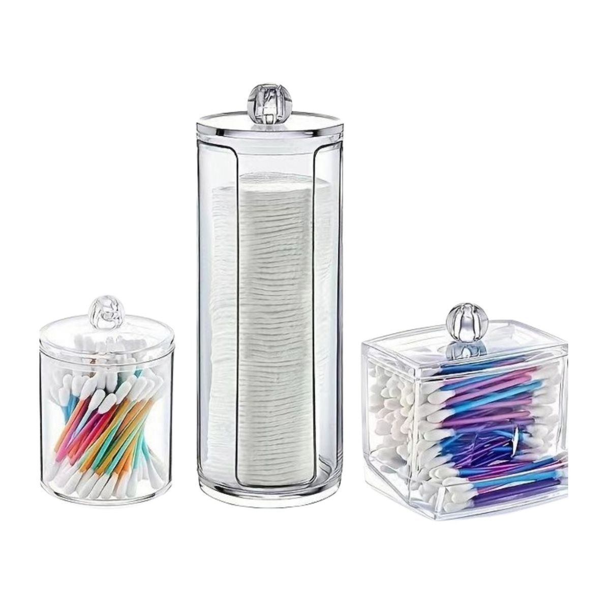 GENERICO - Organizador Porta Discos De Algodon Y Cotonitos Acrilico