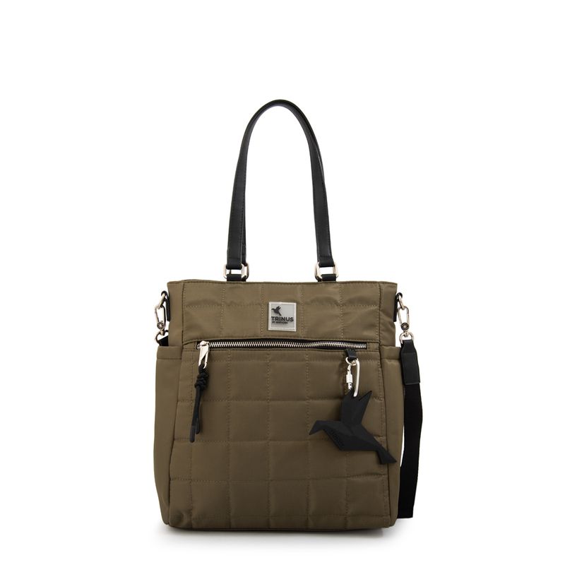 TRINUS - Cartera Dos Asas grande belina verde oliva