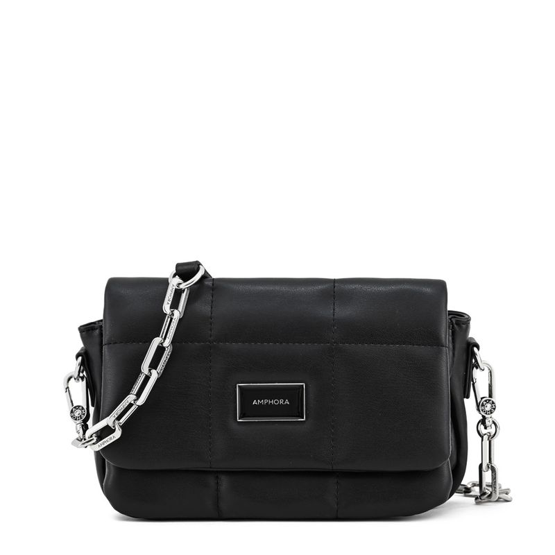 AMPHORA - Cartera Bandolera con tapa mediana vania negro