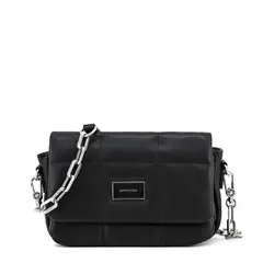 AMPHORA - Cartera bandolera con tapa vania mediana negro