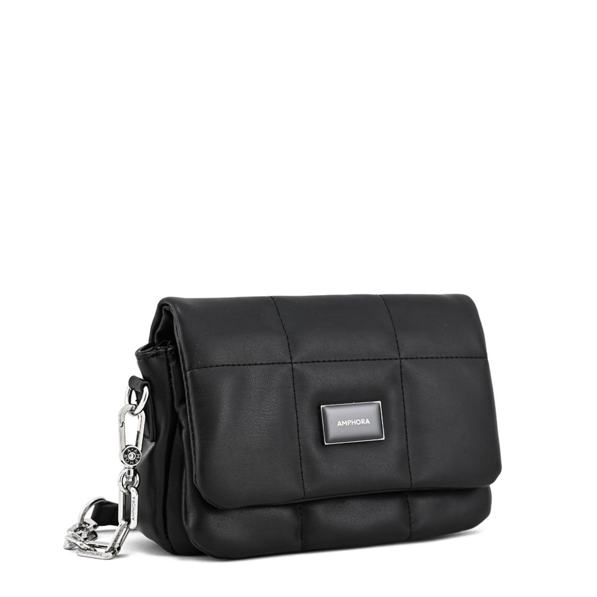 AMPHORA - Cartera bandolera con tapa vania mediana negro