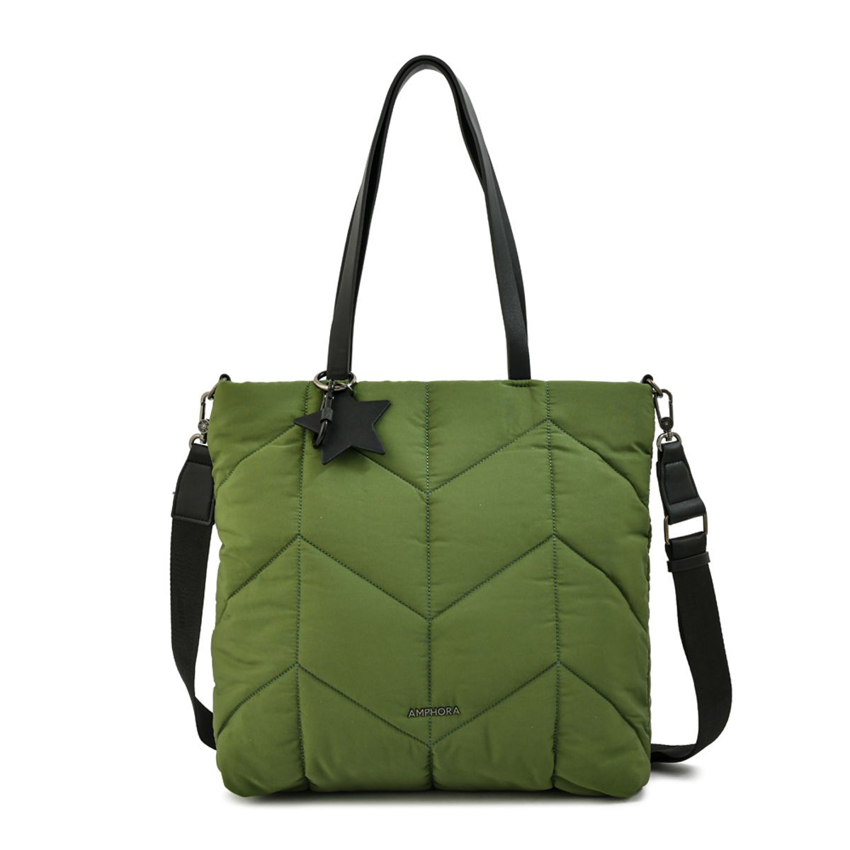 AMPHORA - Cartera tote shopping novak grande verde oliva