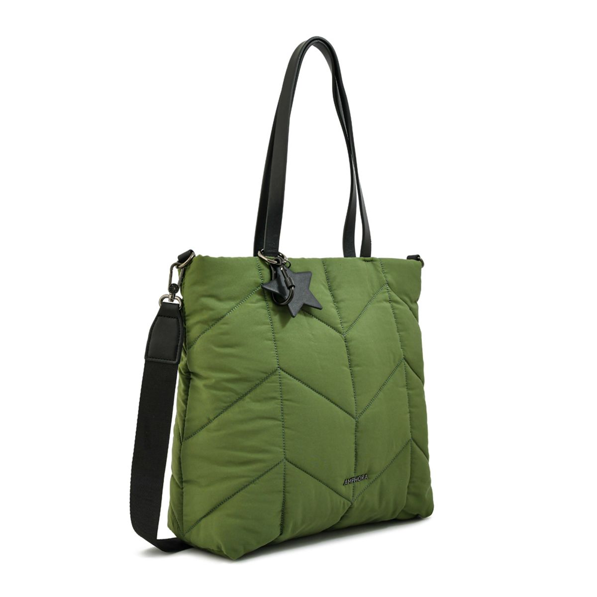 AMPHORA - Cartera tote shopping novak grande verde oliva