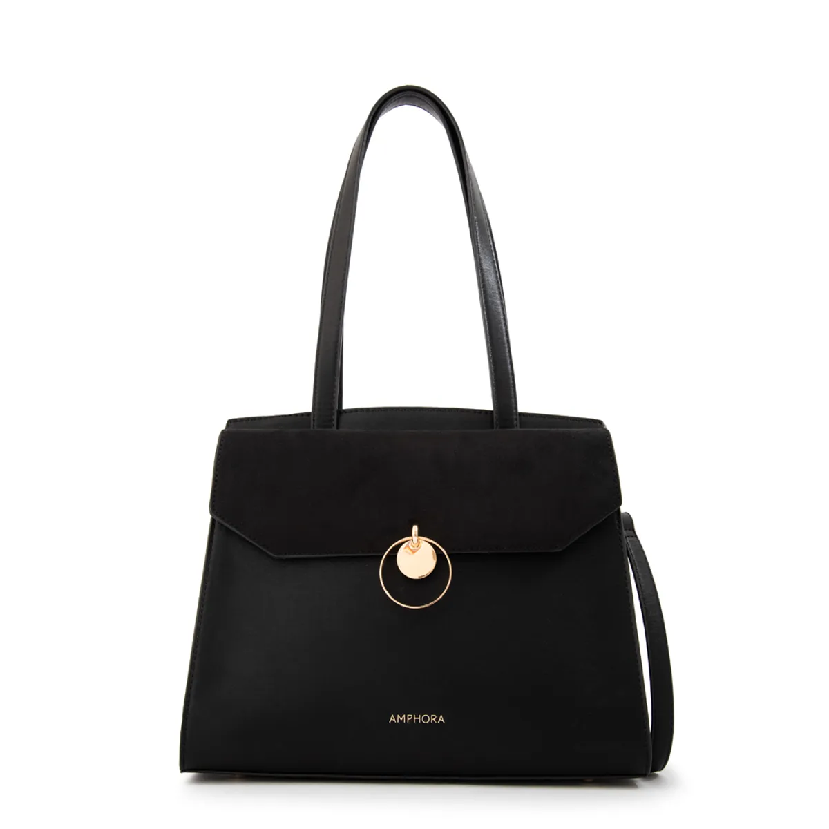 AMPHORA - Cartera tote con tapa maggie mediana negro