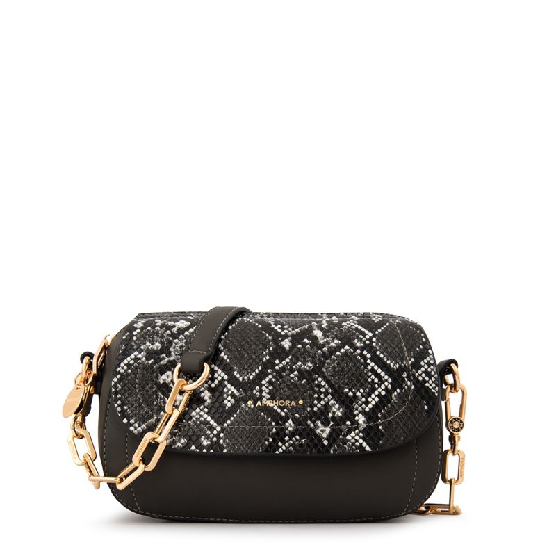 AMPHORA - Cartera Bandolera con tapa pequeña greta gris oscuro